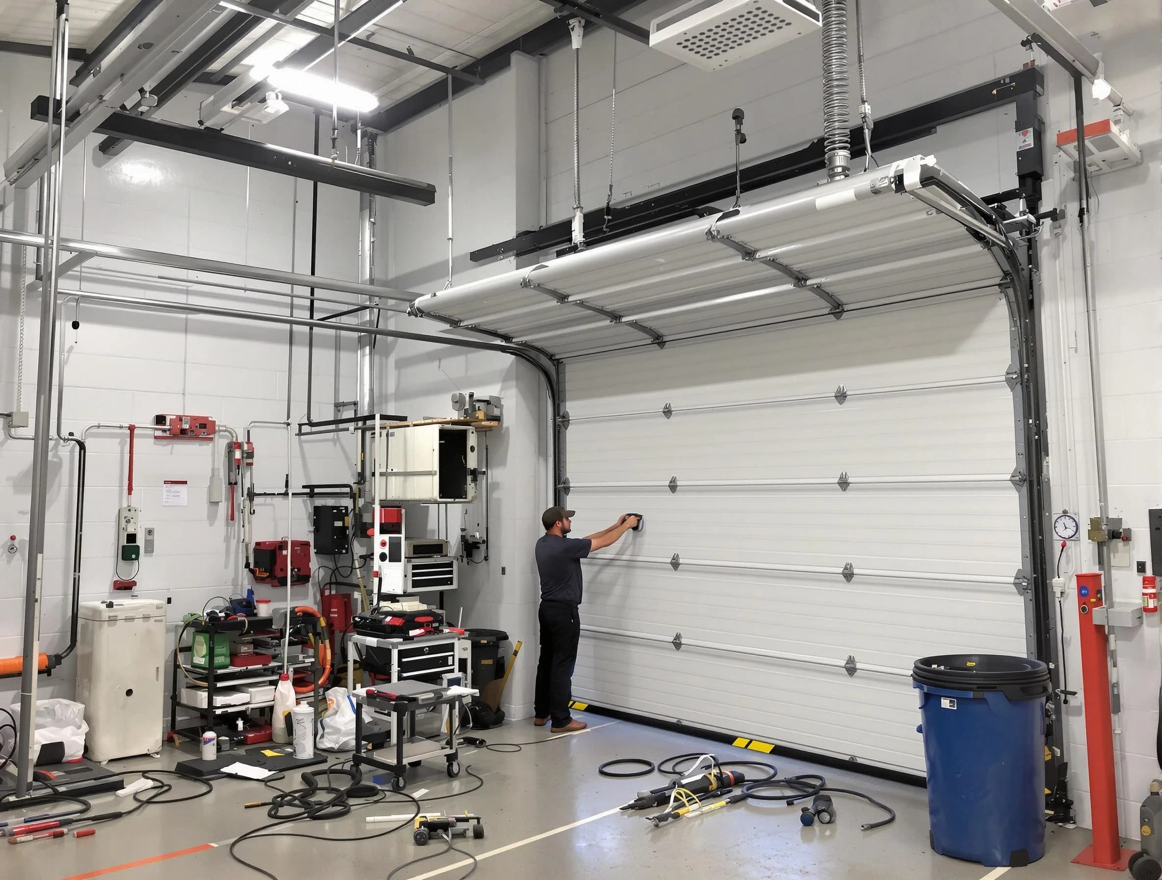 Roxborough Park Garage Door Repair certified technician performing commercial door repair at a Roxborough Park business facility