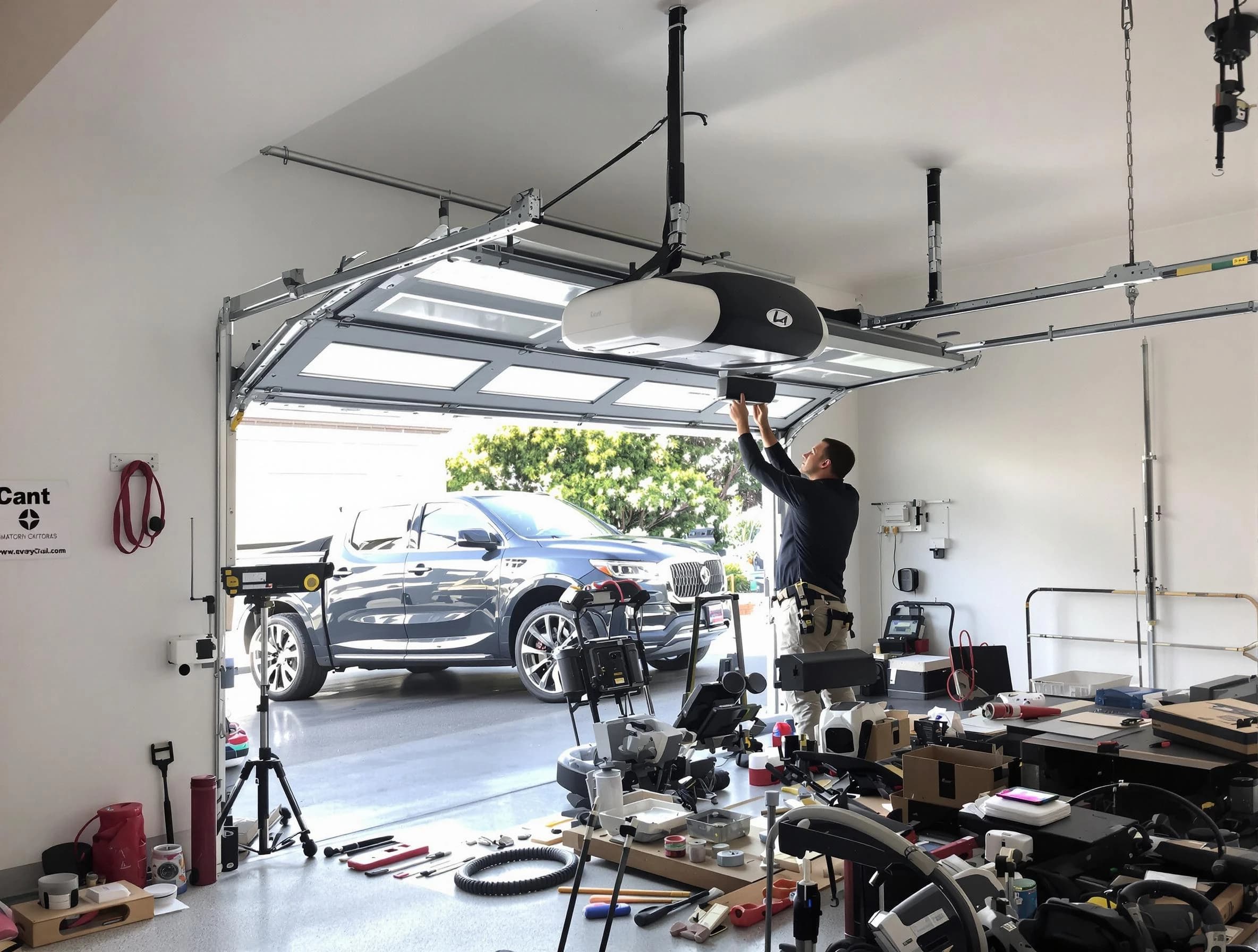 Roxborough Park Garage Door Repair specialist installing smart garage door opener system in Roxborough Park home