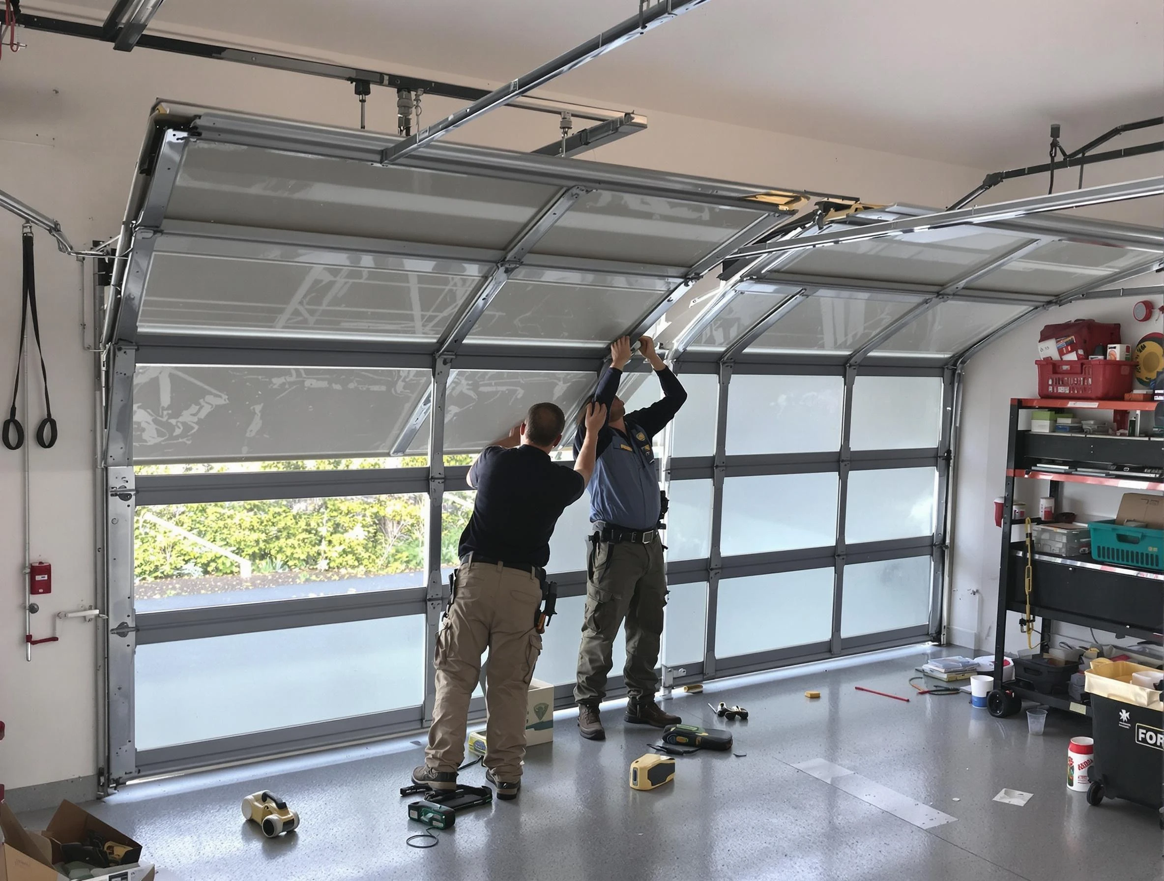 Roxborough Park Garage Door Repair expert performing precise panel replacement on Roxborough Park garage door